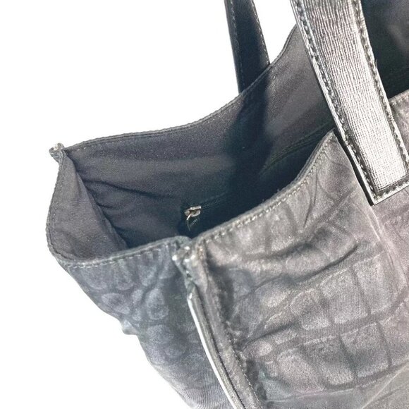 FENDI 7VA367 logo Shoulder Bag Vertical Tote Bag Nylon / Leather Black - Picture 10 of 14